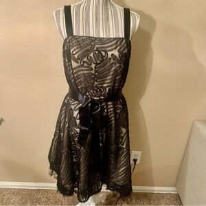 R&M Richards Dress Sz 6 Sheer Netting Peach Lining Taffeta Satin Sleeveless